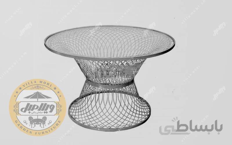 میز باغی فلزی قطر ۱۰۰ سانتی متر مدل بامبو