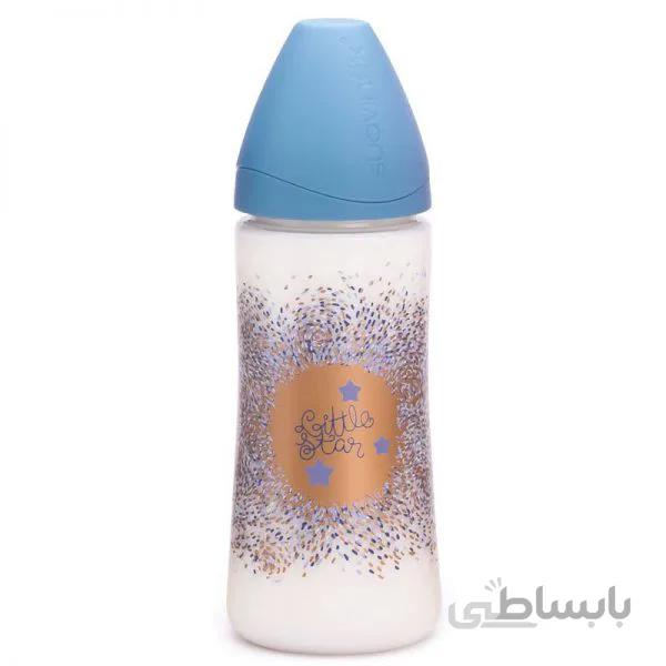 شیشه شیر 360 میل طرح برفک آبی با 2 سرشیشه سواوینکس Suavinex