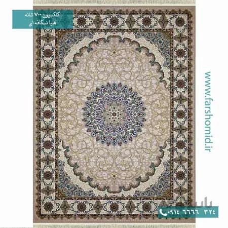 یک تخته 12 متری فرش ماشینی 700 شانه اصل هلیا نسکافه ای قالی کشمیر