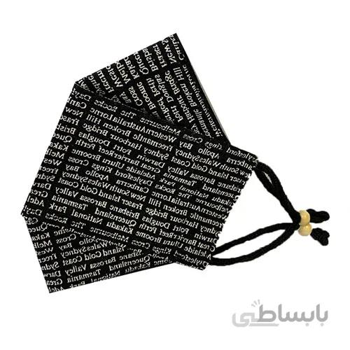 ماسک پارچه ای سه بعدی طرح روزنامه ای رنگ مشکی کد 064 ا Face Fabric Mask code 064