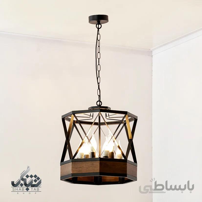 لوستر مدرن آکاردئونی هشت ضلعی هشت شعله سرپیچ E14