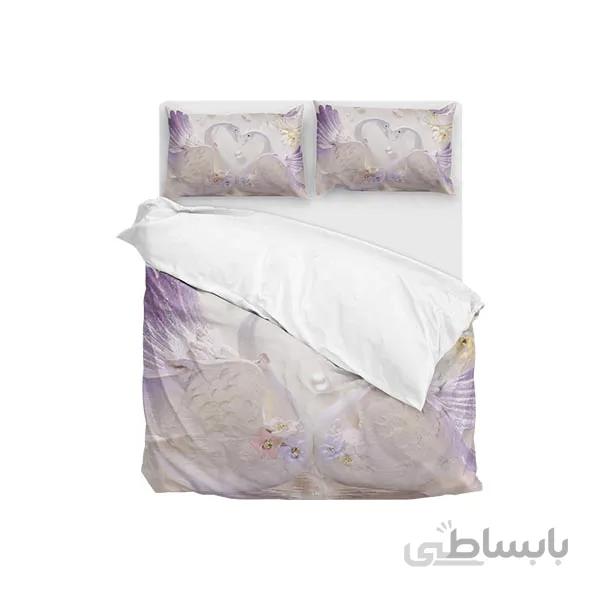 ست لحاف تک نفره ۴ تکه سه بعدی king size-طرح cristalline swans