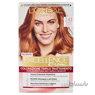 کیت رنگ مو اکسلانس لورآل شماره ۷٫۴۳ / Loreal Excellence Cream Hair Color