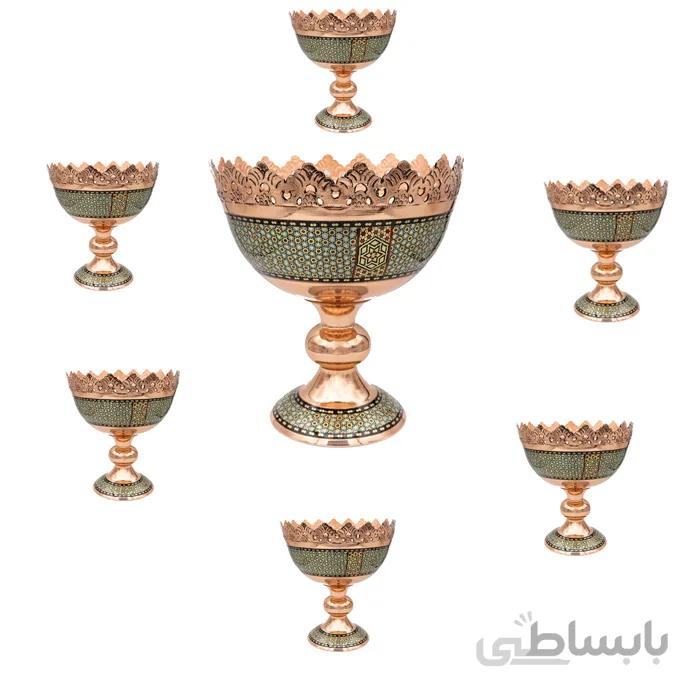 ست آجیل خوری مسی خاتم کاری کد C-22
