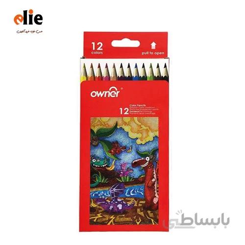 مداد رنگی 12 رنگ اونر جعبه مقوایی طرح دایناسور
