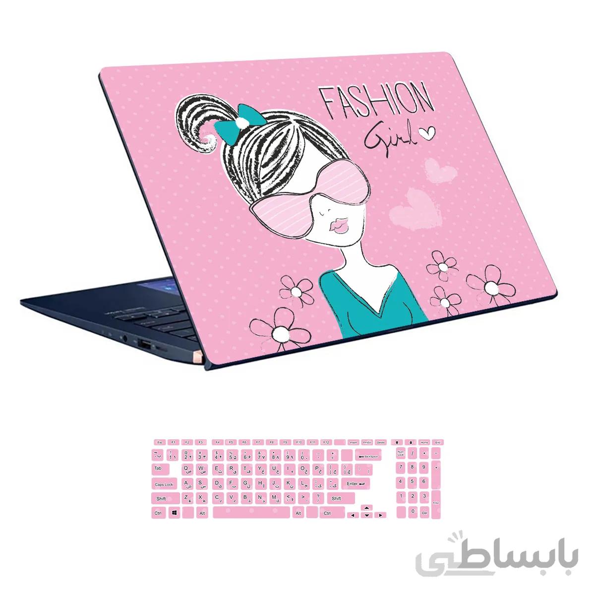 اسکین لپ تاپ طرح Girl کد ۴۱ به همراه استیکر کیبورد
