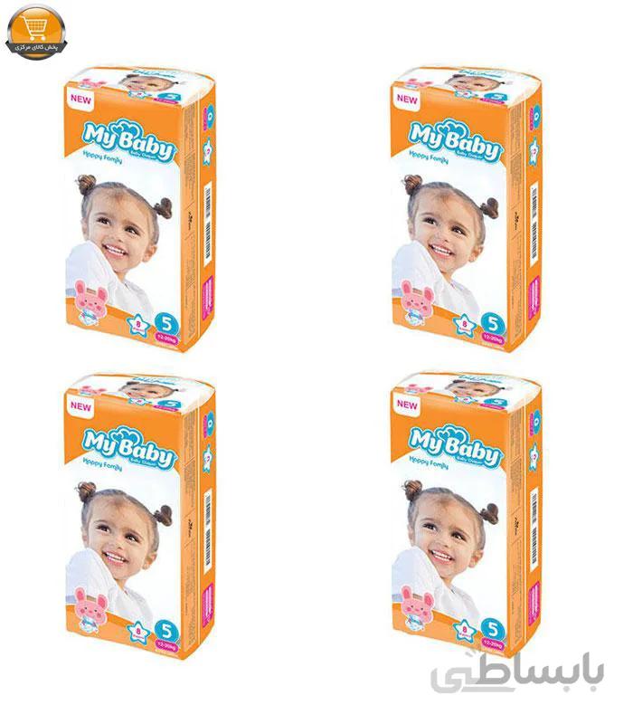 پوشک بچه مای بیبی مدل Happy Family سایز 5 بسته 8 عددی مجموعه 4 عددی