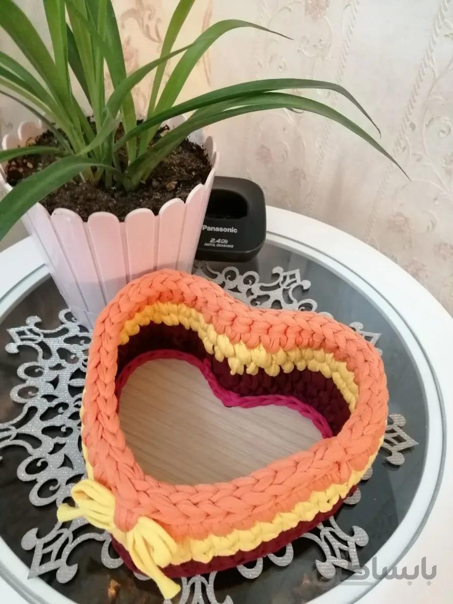 سبد تریکوبافی قلب سایز 15