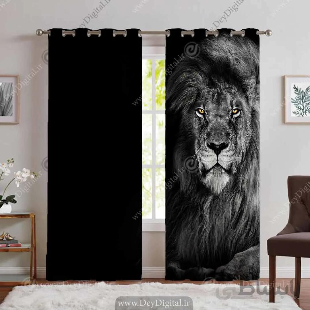 پرده پانچی شیر سیاه و سفید pk-3440