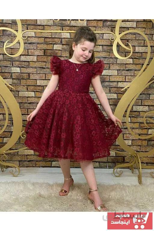 لباس مجلسی دخترانه ترک برند Pumpido رنگ زرشکی ty104526484