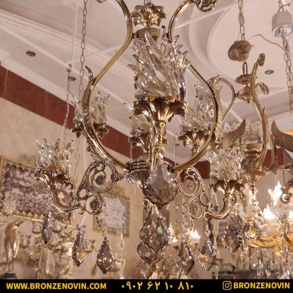 لوستر برنزی آشپزخانه مدل شاه عباسی ۳ شاخه ۷ شعله