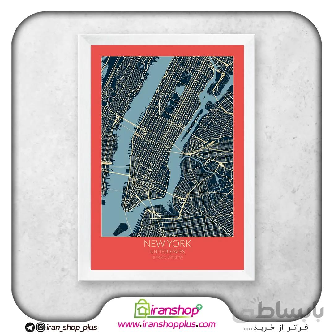 تابلو نقشه شهر نیویورک با تم Red Blue