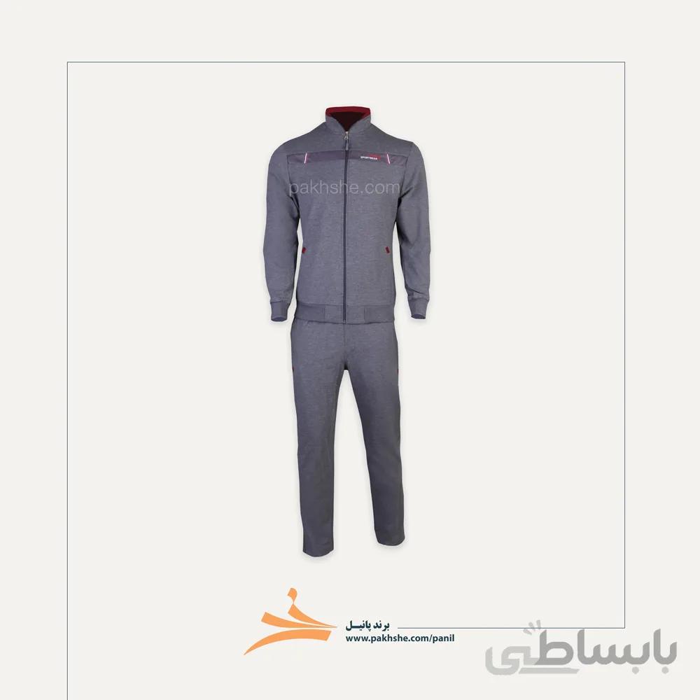 ست اورشلوار ملانژ طوسی تیره نخی مردانه برند پانیل کد 5021-3