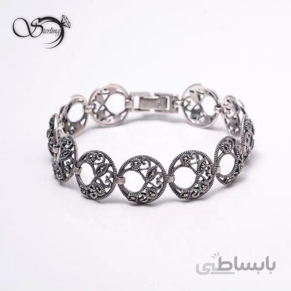 دستبندسیاه قلم نقره زنانه کد:۱۳۸۶