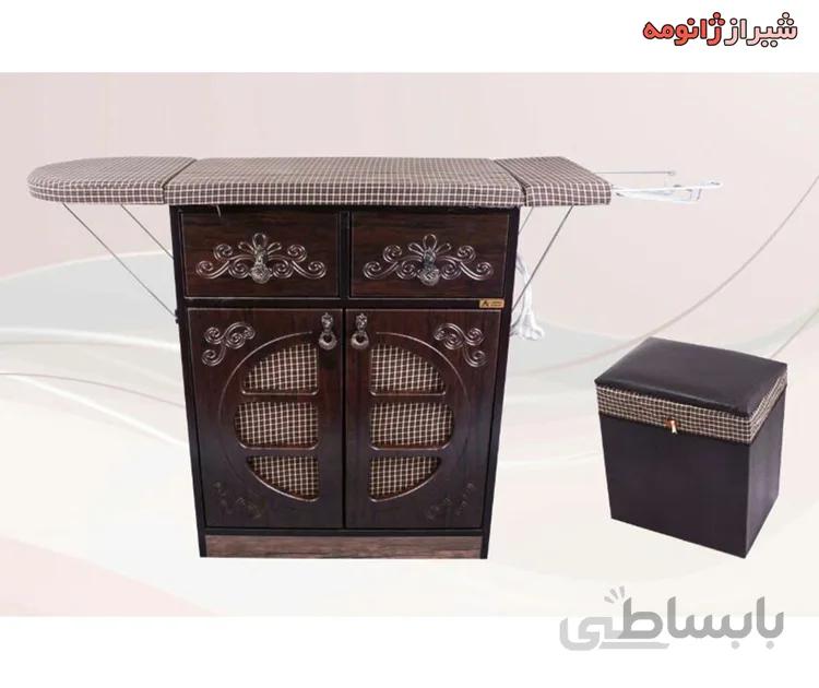 ميز اتو و چرخ خیاطی تاشو عروس MDF با کاناپه سبد لباسی کد 110