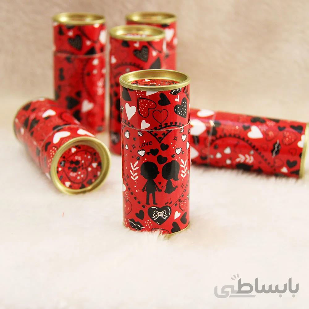 پک شکلات ولنتاین طرح استوانه فلزی سایز 12 سانتیمتر