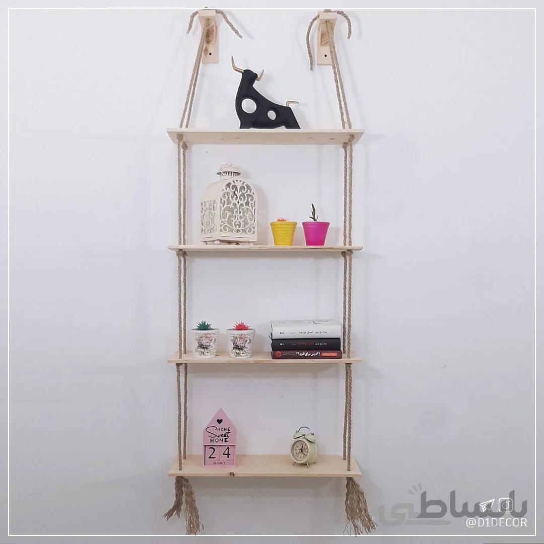 شلف دیواری چوب و کنف دیوان دکور