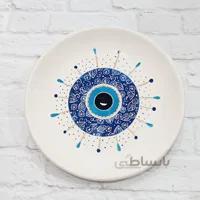 بشقاب سرامیکی دستساز چشم نظر گرد طرح ۱۷