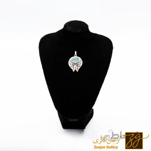 اویز گردنبند طرح لاله عقیق سبز