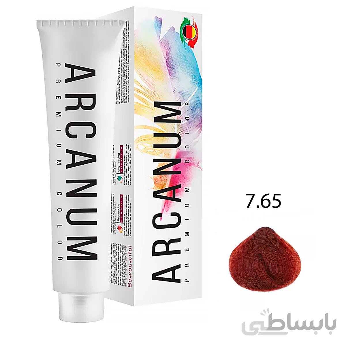 رنگ مو آرکانوم سری شرابی قرمز ماهاگونی حجم 120 میل شماره 7.65 رنگ شرابی قرمز ماهاگونی روشن ویژه ا Arcanum Red Mahogany Hair Color 120 ml - No.7.65(Extra Light Violet Red Mahogany)