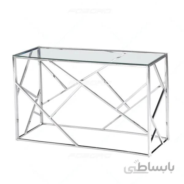 کنسول پایه استیل صفحه شیشه ای مدل فارست