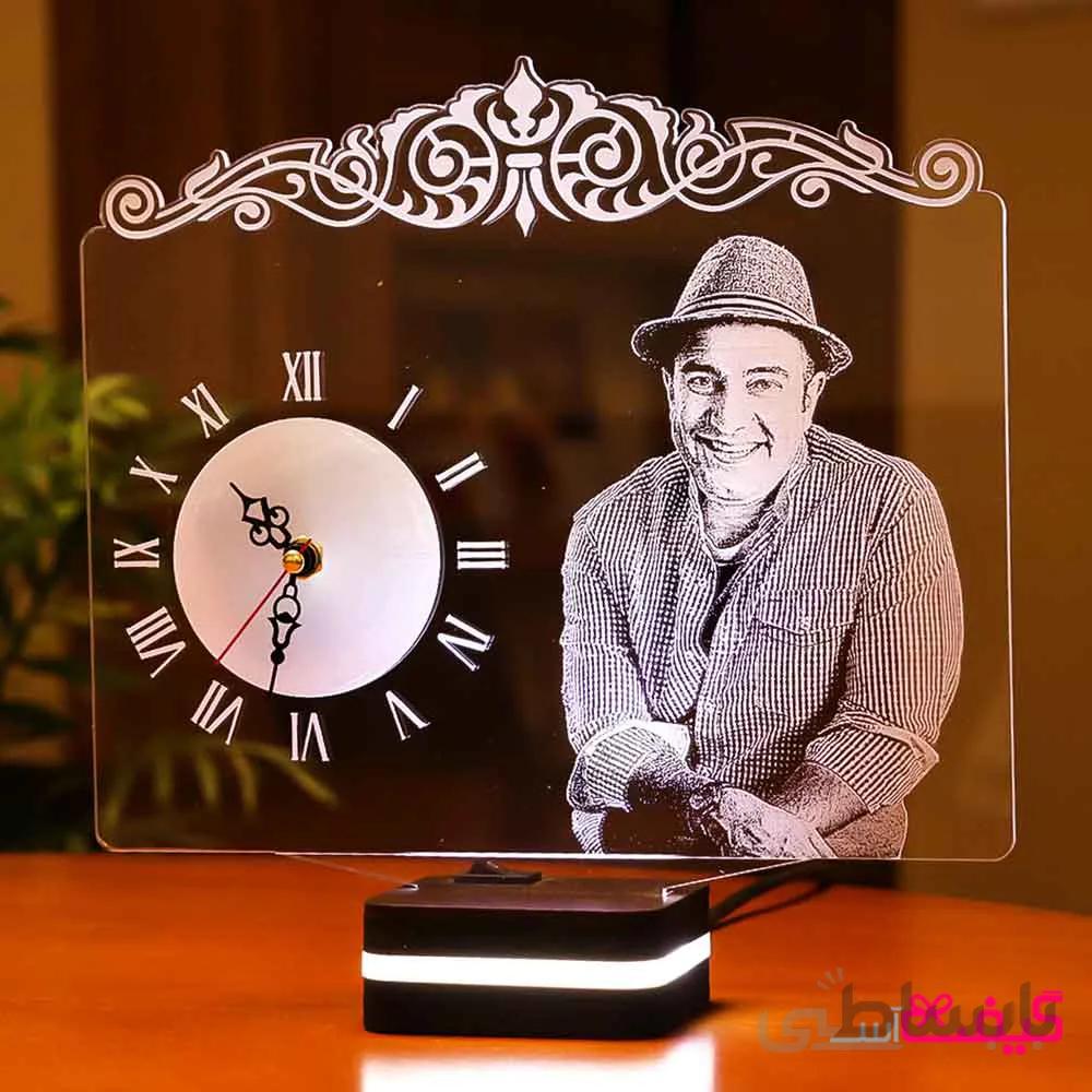 چراغ خواب سه بعدی چهره شما (بالبینگ) طرح ساعت تاج دار (سفید)