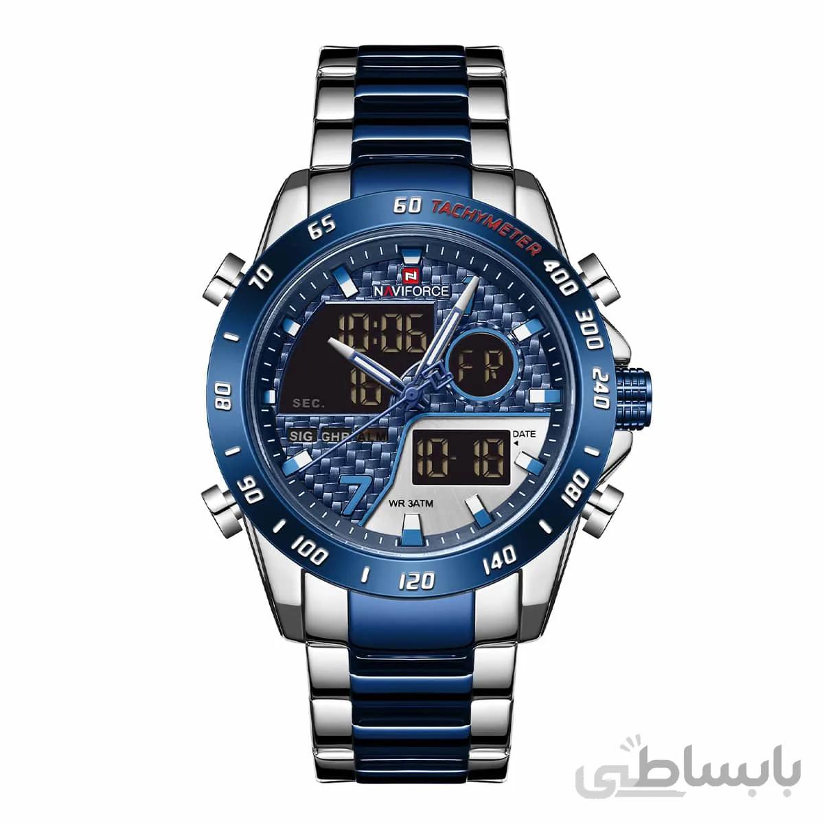ساعت مچی نیوی فورس مردانه سورمه ای_سیلور مدل Naviforce 9171
