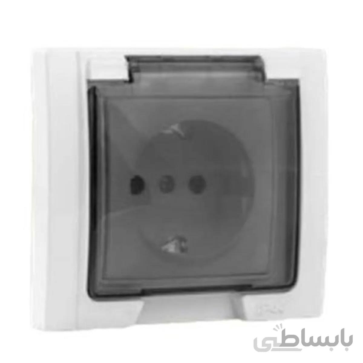 پریز برق ارت با پایه سرامیکی IP44 دلند طرح بارانی توکار آریا