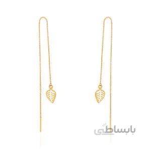 گوشواره بخیه ای طلا طرح برگ کد LE678