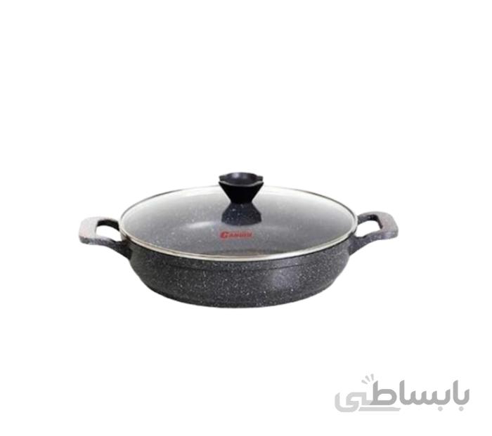 تابه 2 دسته درب دار 28 مدل پروانه دورو خاکستری