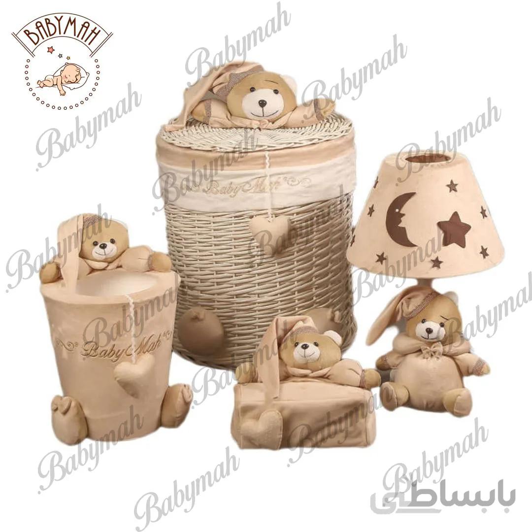 ست اتاق کودک خرسی طرح نانان بیبی ماه رنگ کرم