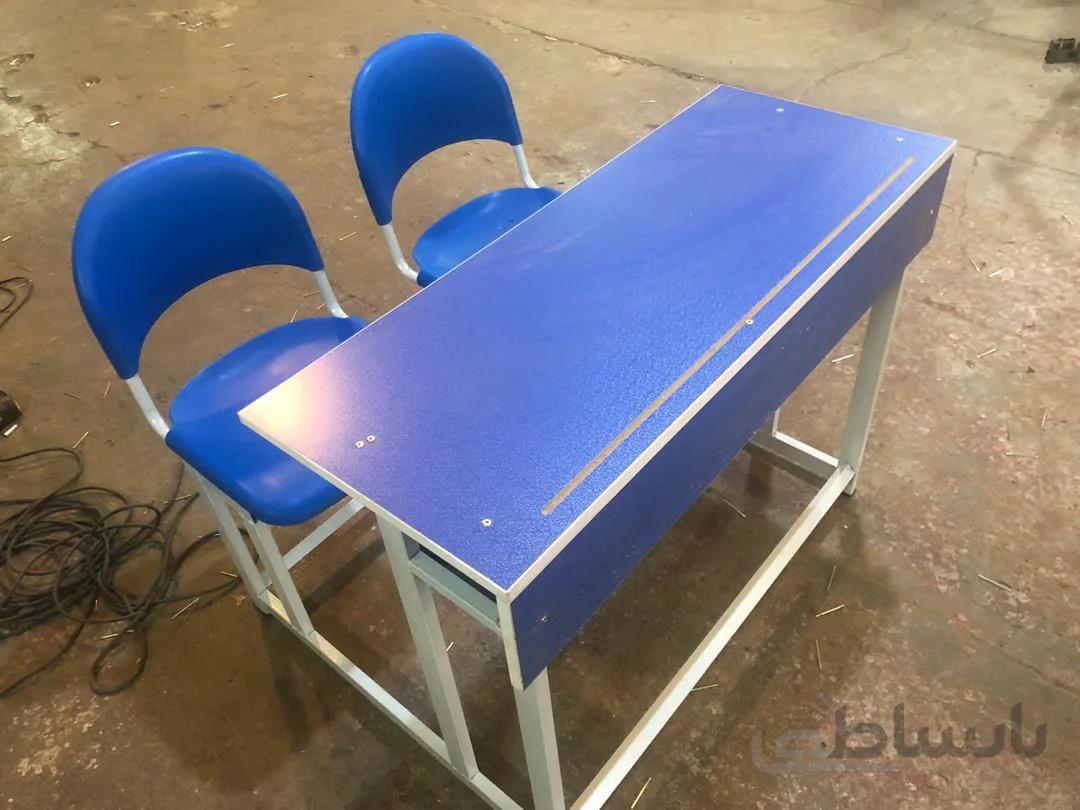 نیمکت مدرسه دو نفره دبستانی فایبر گلاس کد 021