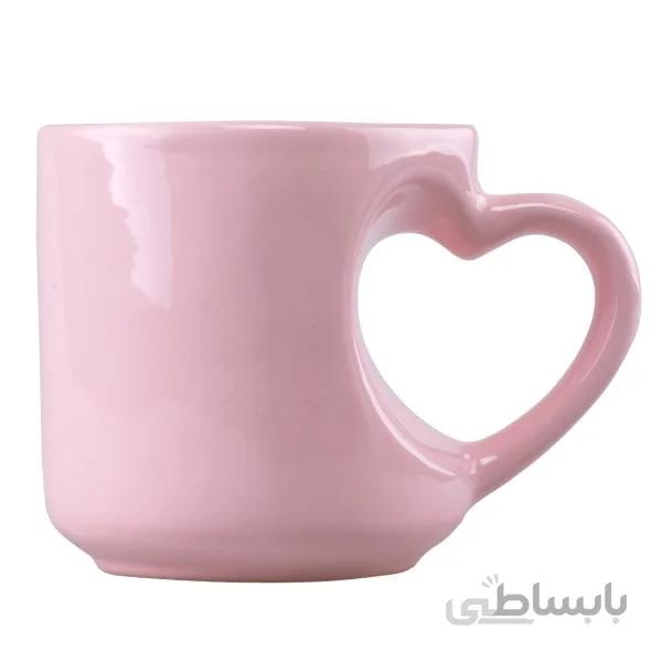 ماگ سرامیکی دسته قلبی صورتی