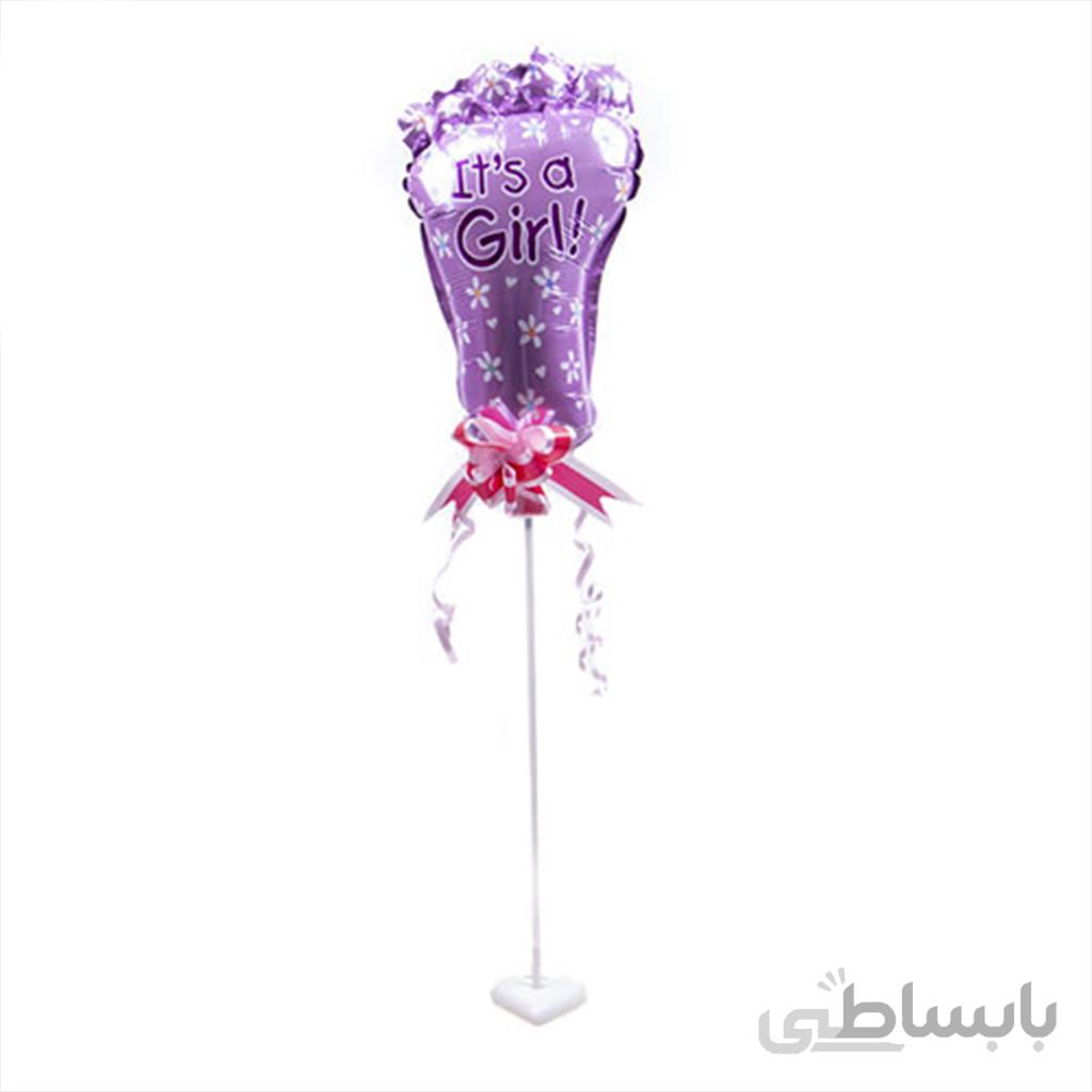 بادکنک فویلی استند رد پای صورتی