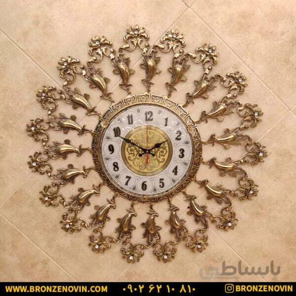 ساعت دیواری برنزی طرح گل نرگس کد ۳۲۱