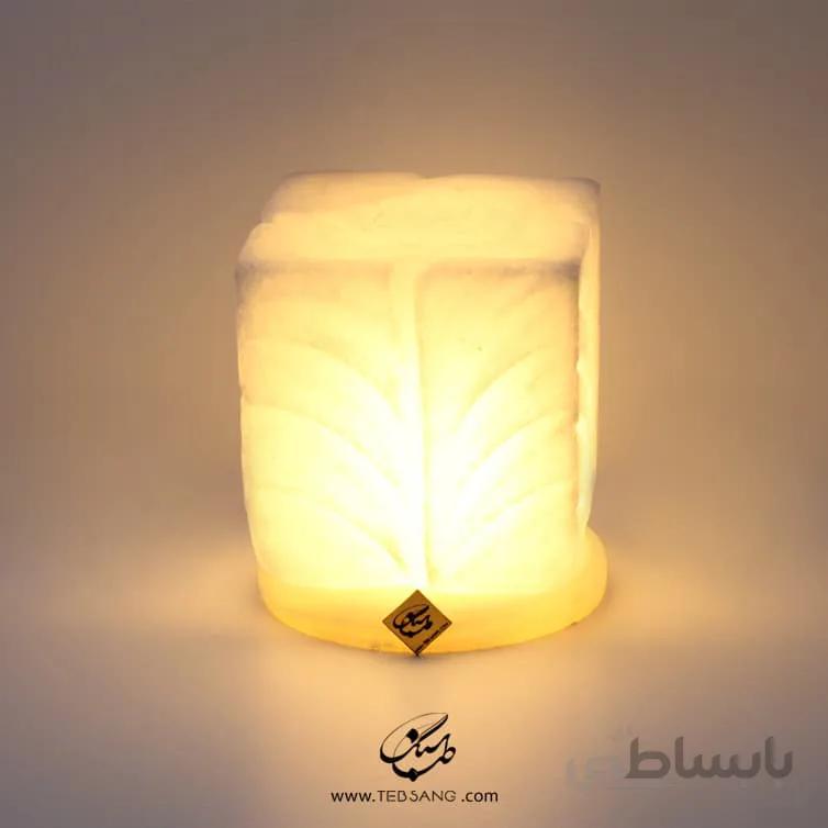 آباژور سنگ نمک طرح گل لاله پایه سنگی