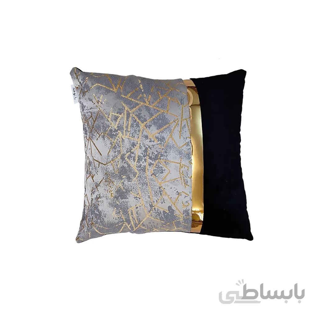 کوسن ترکیبی چرم و مخمل مدل یاسمن رنگ مشکی