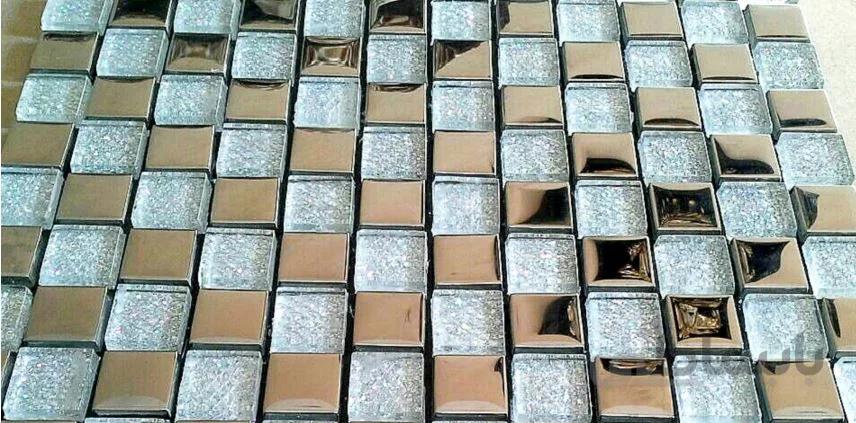 تایل دیوارپوش با گلس هفت رنگ و میرور نقره ای