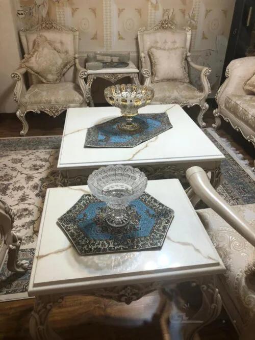 رومیزی ۵ تیکه ترمه سنتی طرح شاه عباسی