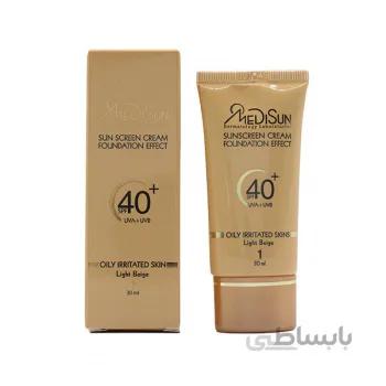 ضد آفتاب کرم پودری فاقد چربی (رنگ بژ روشن 1) مدیسان ا ( MEDISUN Sunscreen Cream SPF40 )