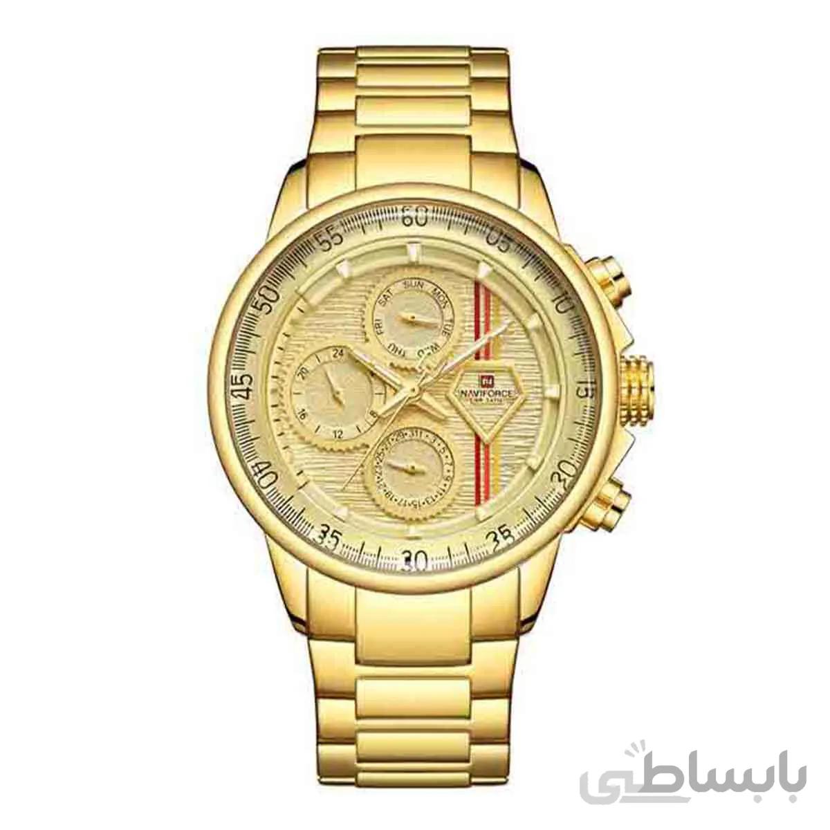 ساعت نیوی فورس مردانه طلایی مدل Naviforce 9184
