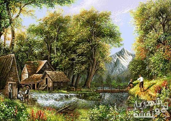 نخ و نقشه تابلو فرش دستبافت طرح منظره کد 3007