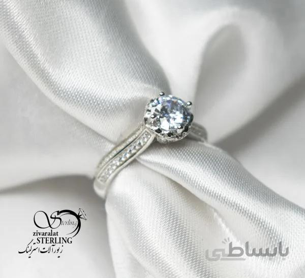 انگشتر تک نگین نقره زنانه کد 180678