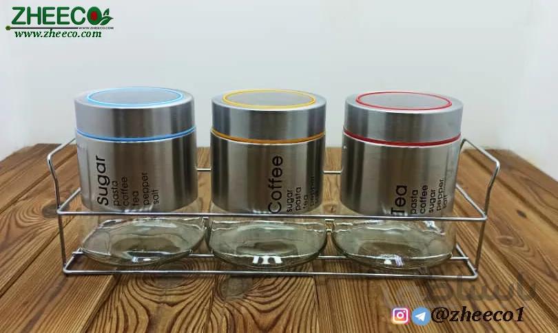 جا ادویه شیشه ای استند دار