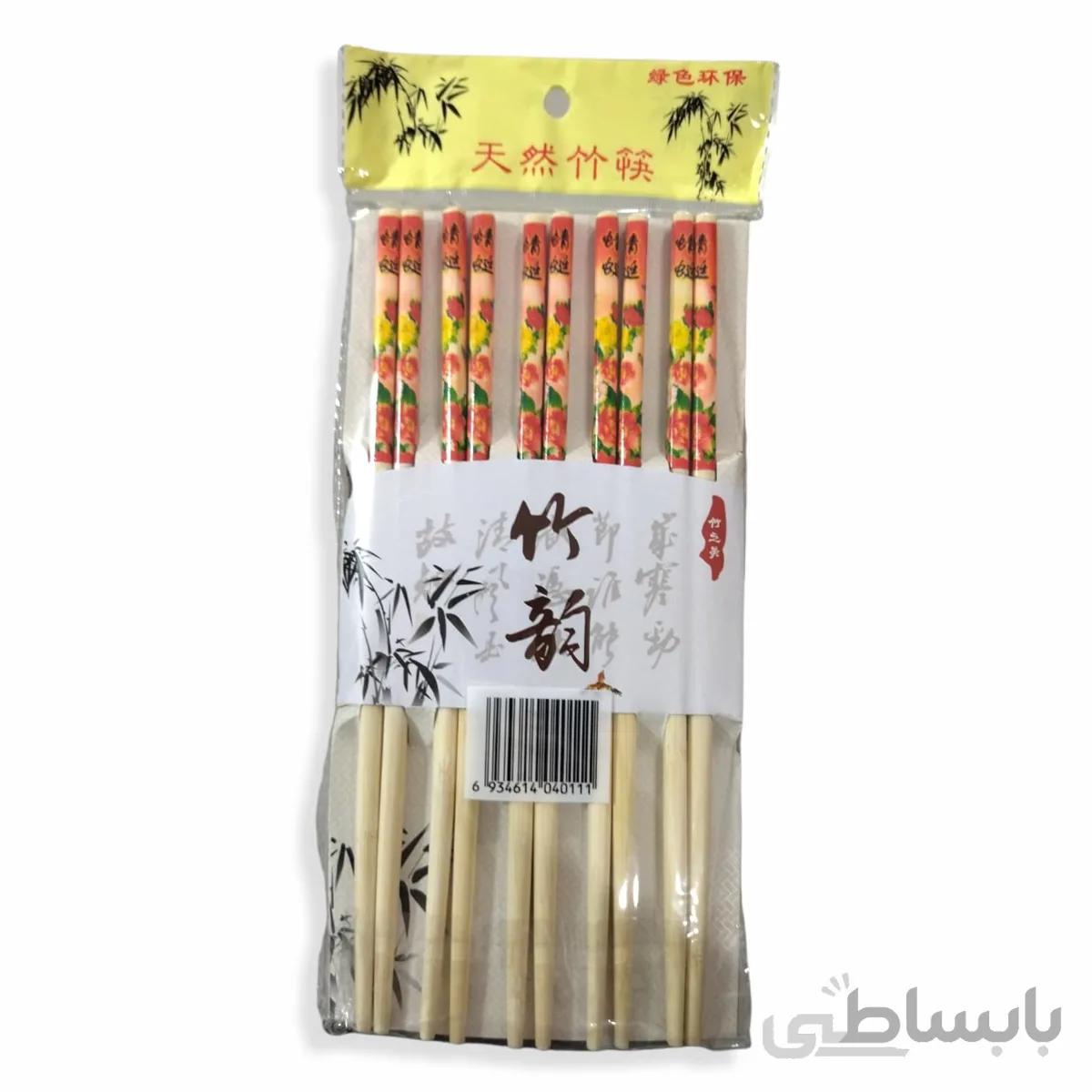 چاپستیک چوبی 10 تایی طرح گل