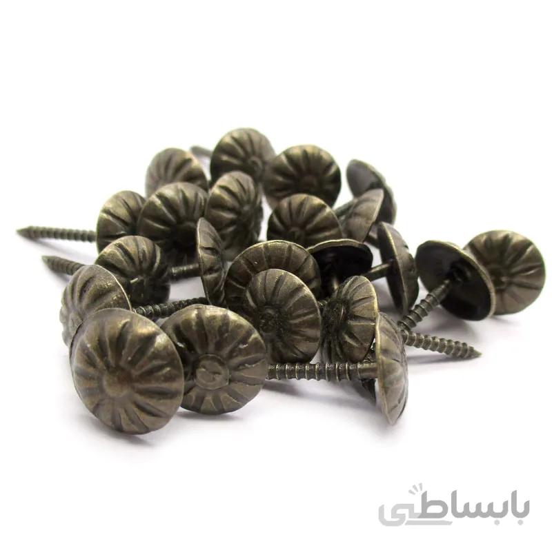 گل میخ طرح دار رزوه دار زیتونی طول 19 قطر 10 میلیمتر بسته 50 عددی