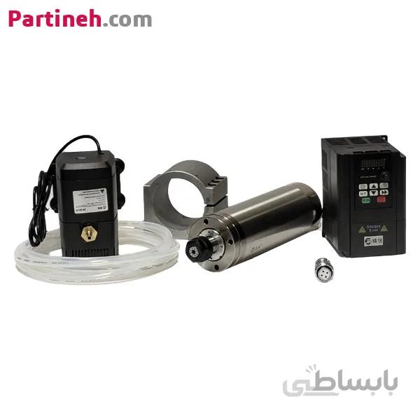مجموعه اسپیندل موتور آب خنک 2.2 کیلووات 24000 دور به همراه اینورتر، بست نگهدارنده، پمپ آب و کولت ER20 ا Spindle Motor 2.2kw short length Water Cooled Spindle with clamp with cooling Water pump with er20 For CNC Milling