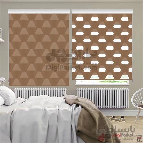 پرده زبرا سه بعدی ذوزنقه خردلی