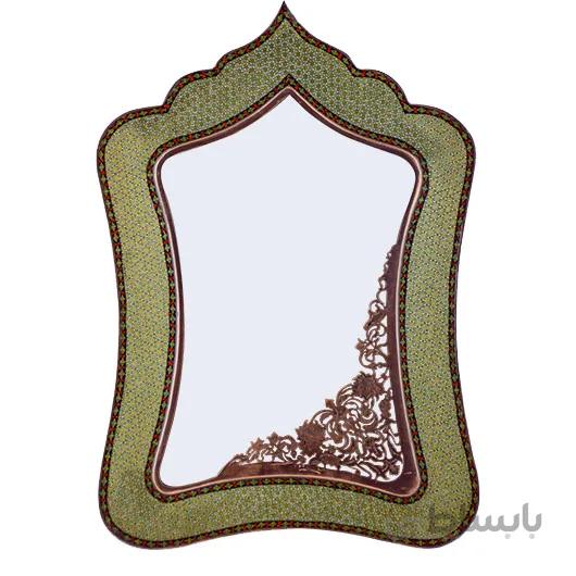 آینه مسی خاتم کاری اثر آقاجانی ارتفاع 48 سانتی متر کد C-489