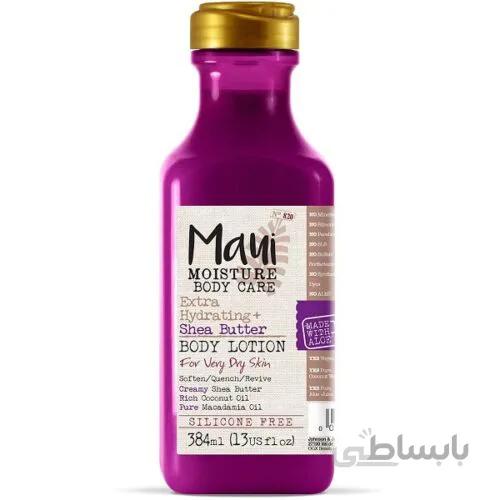 لوسیون بدن مائویی شی باتر Maui Shea Butter حجم ۳۸۴ میل | بدون سولفات، آبرسان قوی، مناسب پوست خیلی خشک ا Maui Moisture Extra Hydrating+ Shea Butter Body Lotion 384ml